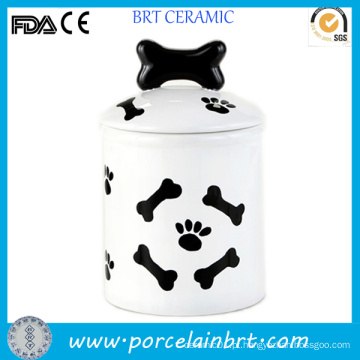 Popular Pow e osso impresso cerâmica Dog Treat Jar